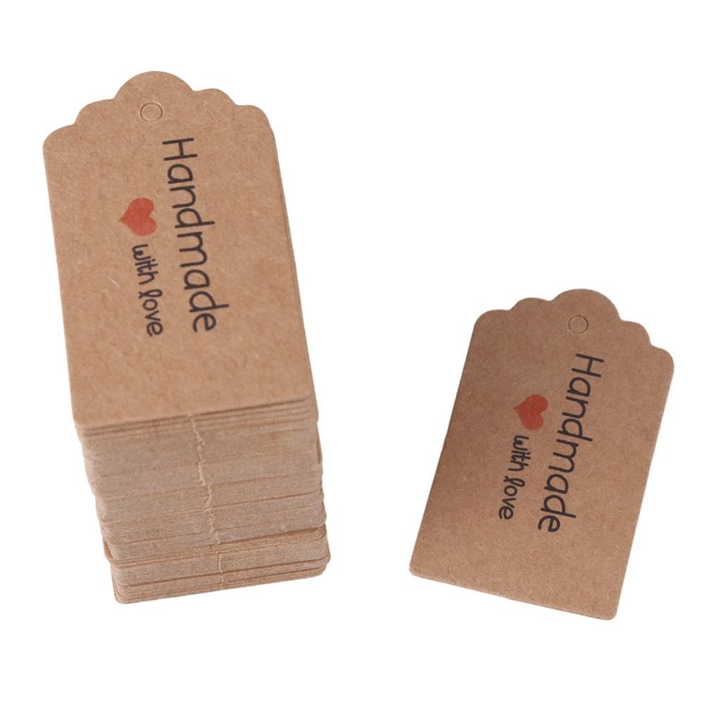 Kraft Hang Tag - 100 ชิ้น ป้ายแขวนกระดาษคราฟท์ทำมือ สีน้ำตาล ขนาด 5