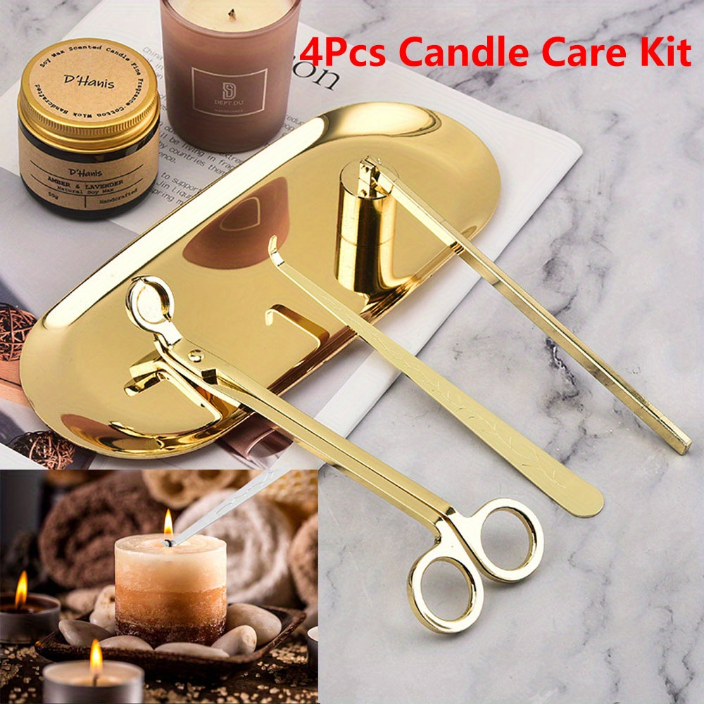 Candle Making Supplies Kit - 4 ชิ้น/เซ็ตหรูหราเทียนชุดดูแลสแตนเลส Wick Trimmer กรรไกรเครื่องดับเพลิงตะขอเทียนอุปกรณ์เสริมชุด DIY