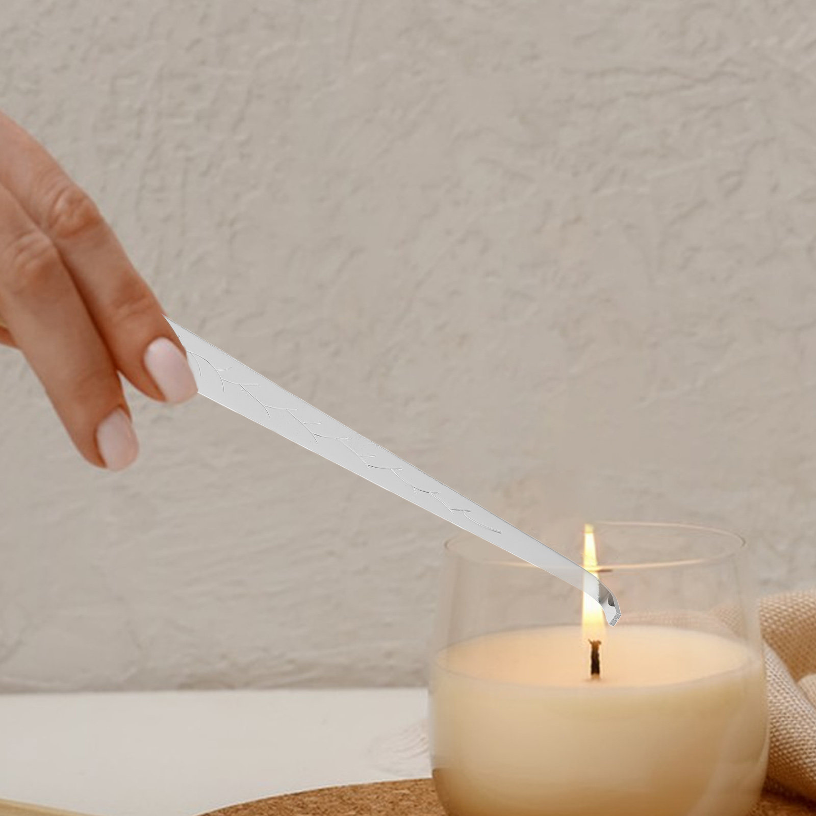 Wick Dipper Tool - ที่ดับเทียนสแตนเลส 2 ชิ้น พร้อมตะขอ ด้ามยาว อุปกรณ์ดับไฟแบบไร้ควัน