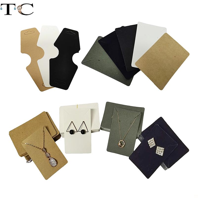 Kraft Hang Tag - ป้ายแขวนทำจากกระดาษคราฟท์มีหูแบบหมุดแท็กห้อยเครื่องประดับสร้อยคอกระดาษคราฟท์ป้ายราคา50ชิ้น/ล็อต