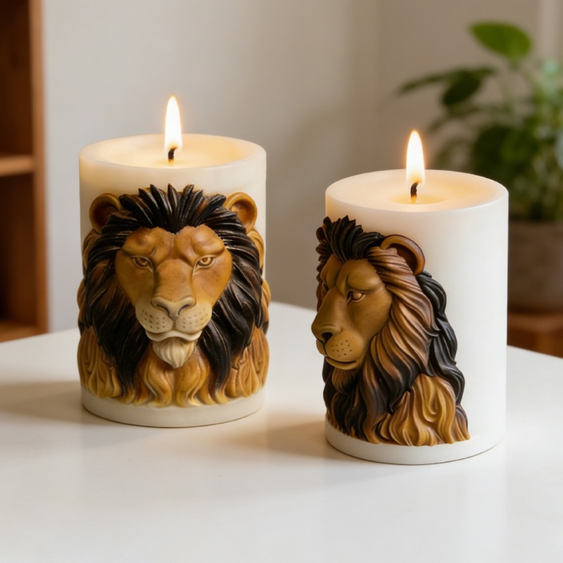 Candle Supplies Luxury - แม่พิมพ์เทียนรูปสัตว์ แม่พิมพ์เทียนซิลิโคนรูปสิงโต เทียนหอมหรูหรา สร้างสรรค์ แปลกใหม่ อุปกรณ์ทำเทียน
