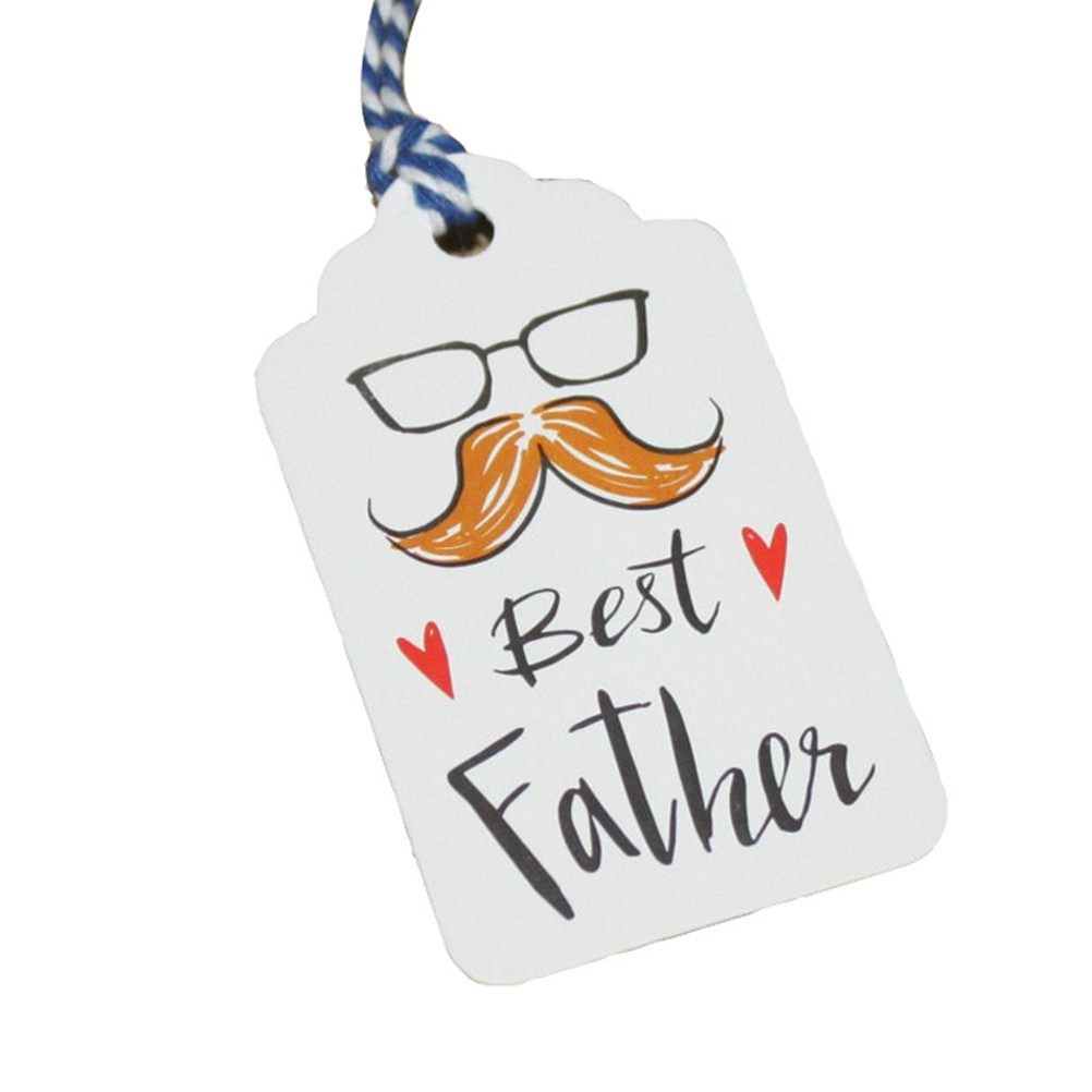 Kraft Hang Tag - ป้ายของขวัญวันพ่อ 100 ชิ้น วัสดุคราฟท์ ป้ายแขวนแบบเจาะรู ป้ายข้อความสร้างสรรค์สำหรับงานแต่งงาน
