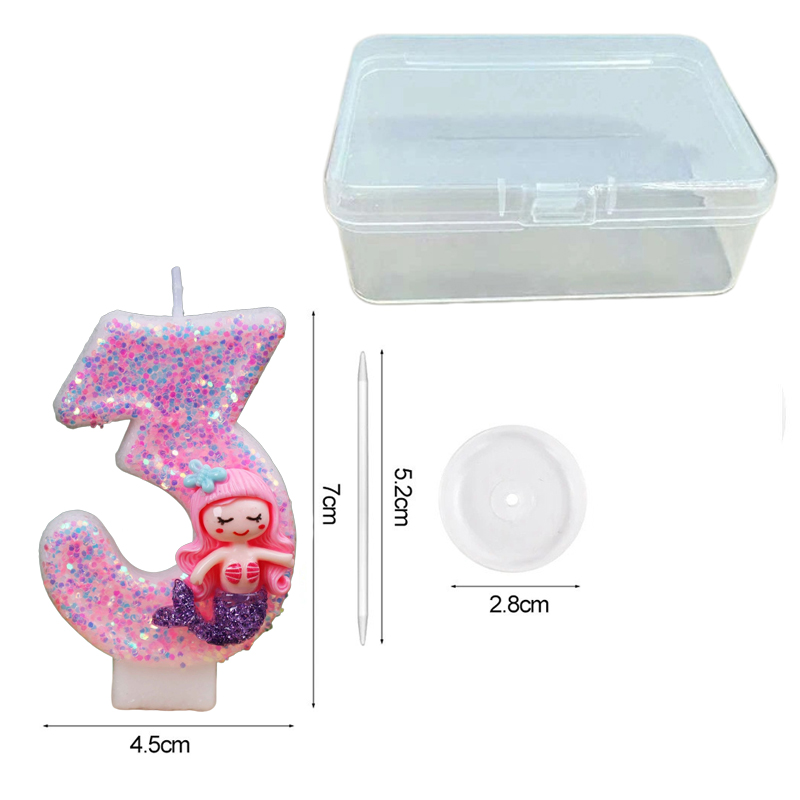 เทียนวันเกิดรูปนางเงือกสีชมพูส - Supplies Of Candle บทวิจารณ์และราคา