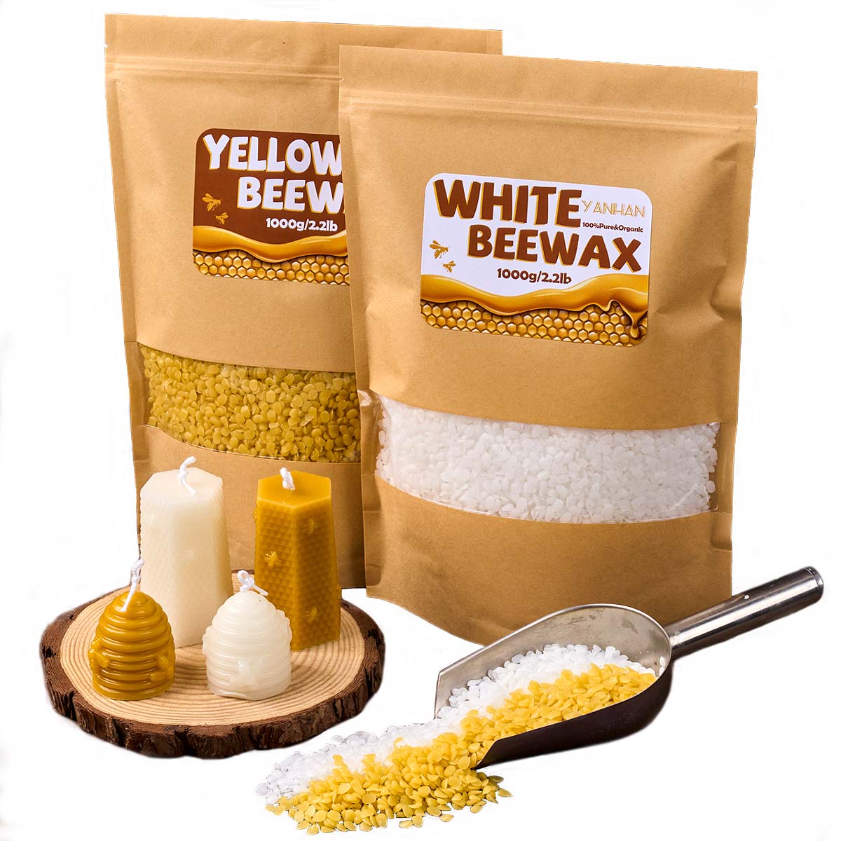 1000g เม็ดธรรมชาติบริสุทธิ์สีข - Candle Supplies Beeswax บทวิจารณ์และราคา