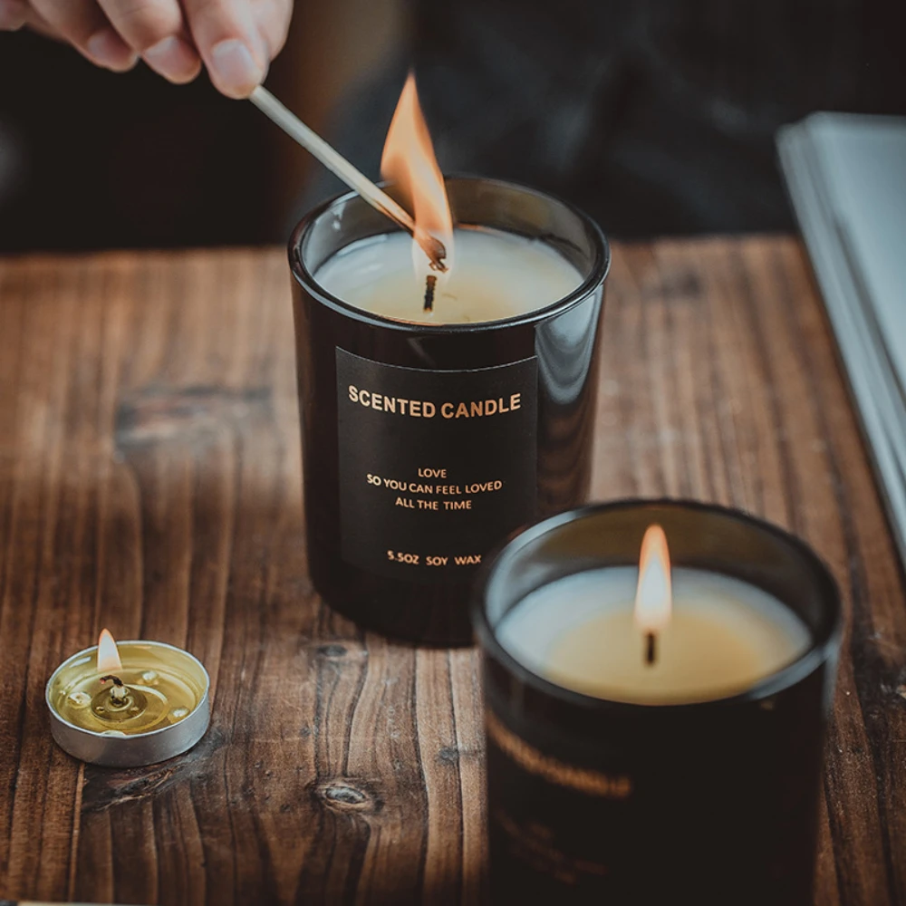 หรูหราแก้วเทียน Jar สีดําสีขาว - Candle Supplies Luxury บทวิจารณ์และราคา